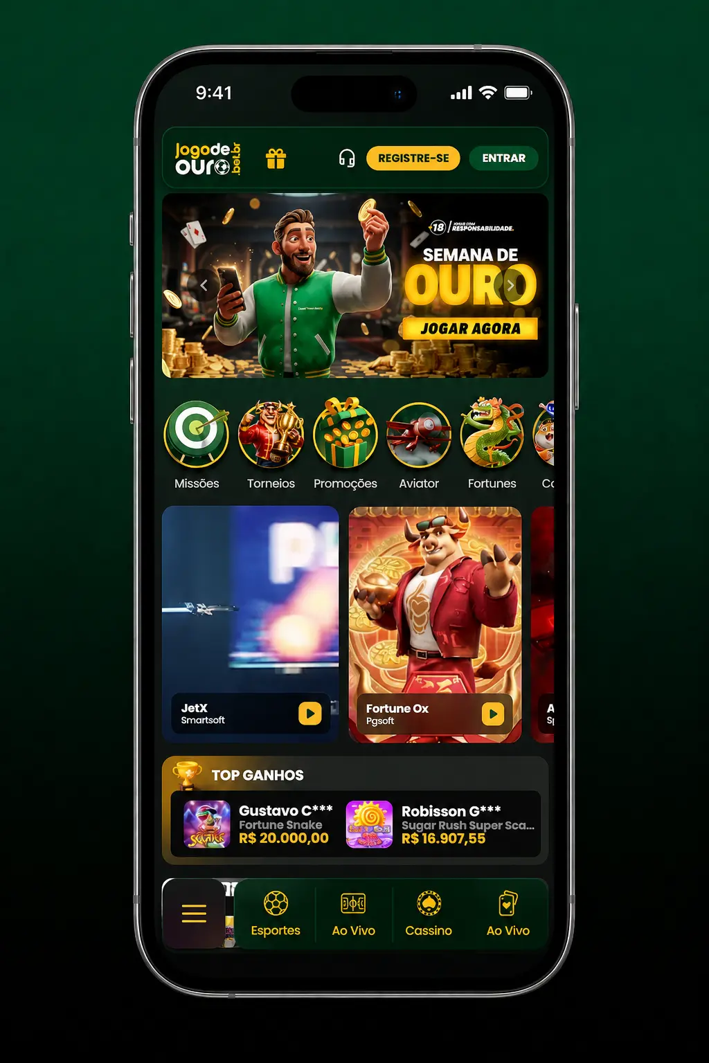Passo a passo para acessar conta no Jogo de Ouro via e-mail, telefone ou rede social