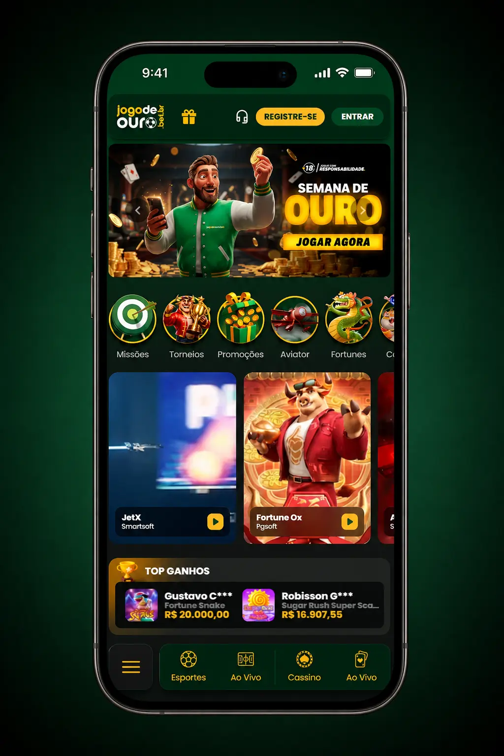 Passo a passo para sacar pelo aplicativo do Jogo de Ouro via Pix, com valor entre R$20 e R$10.000