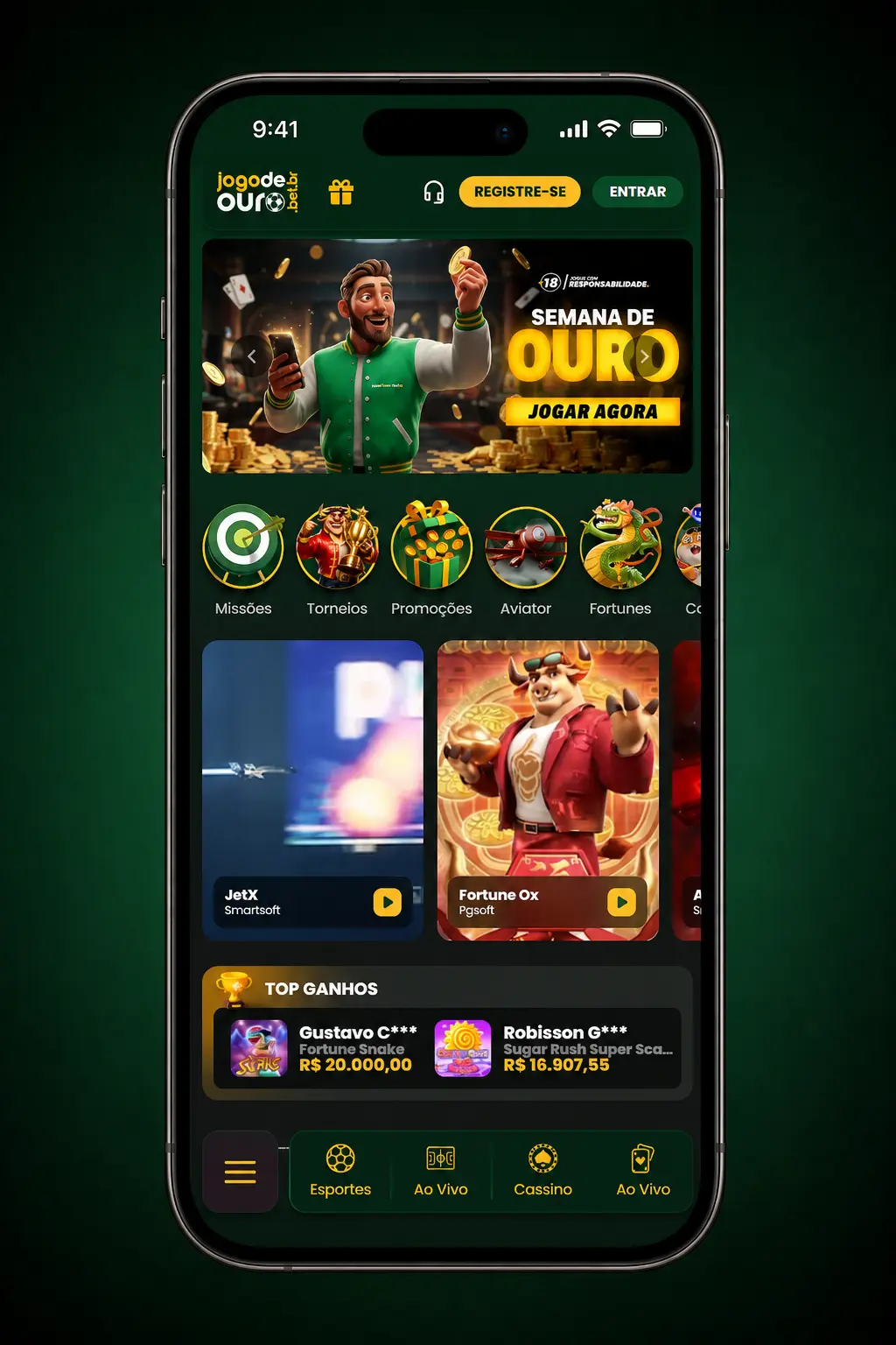 Passo a passo para sacar dinheiro pelo aplicativo do Jogo de Ouro usando Pix, com login e confirmação de valor.